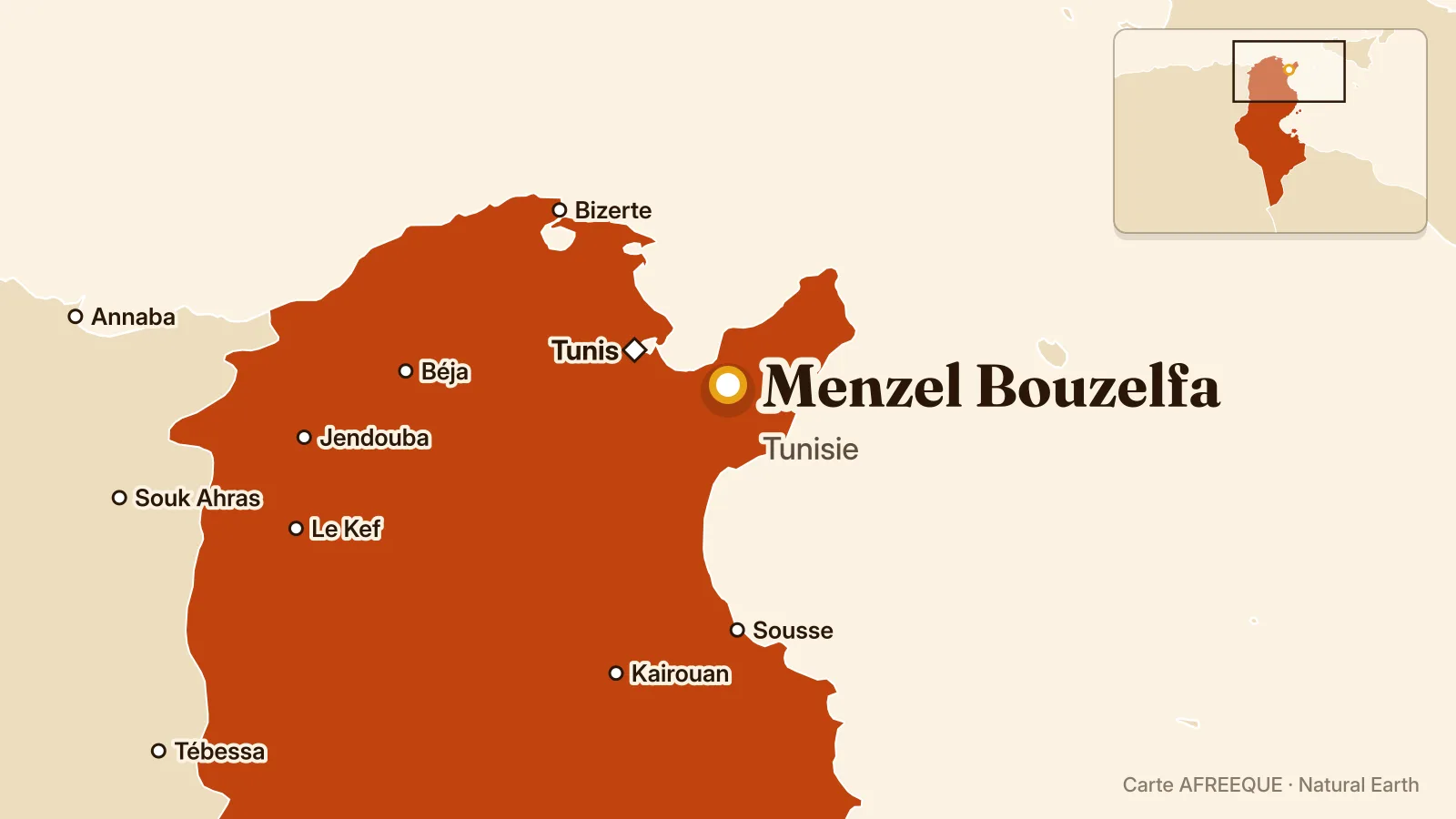 Carte : Menzel Bouzelfa, Tunisie