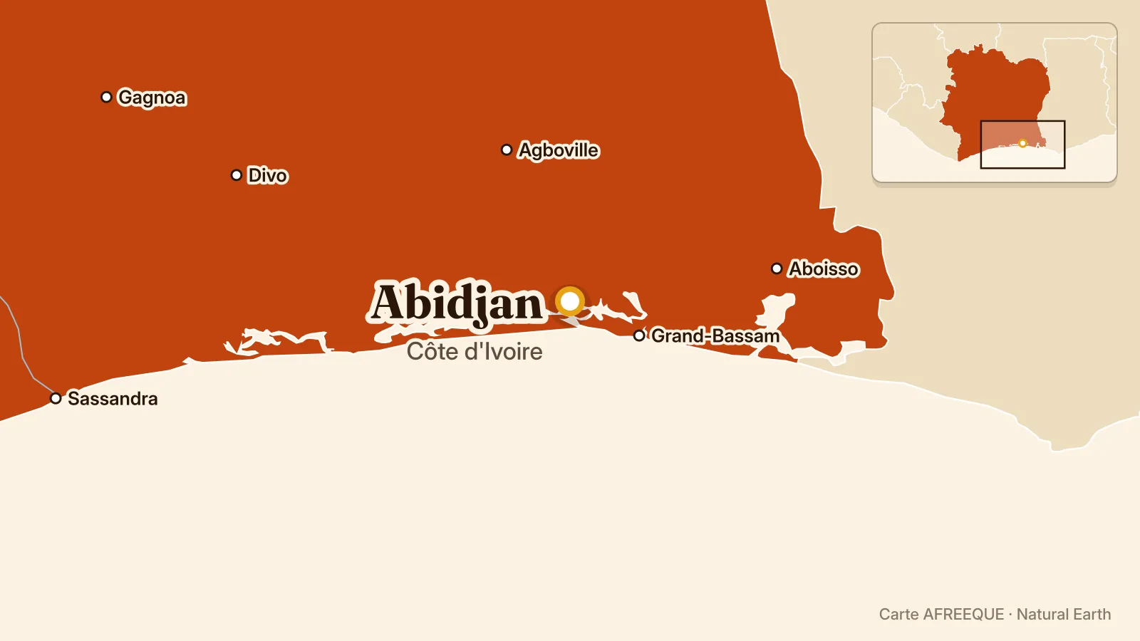 Carte : Abidjan, Côte d'Ivoire