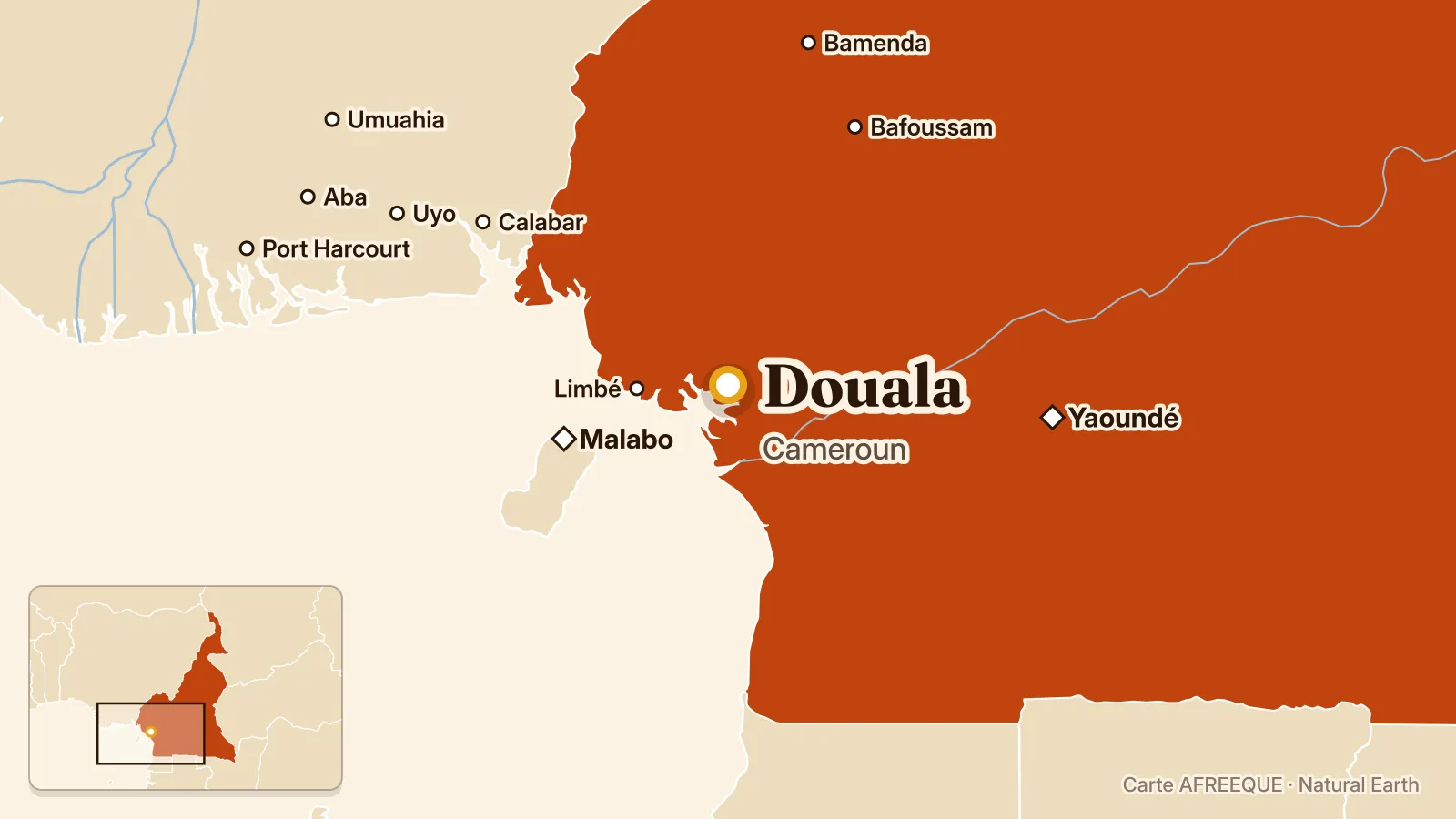 Carte : Douala, Cameroun