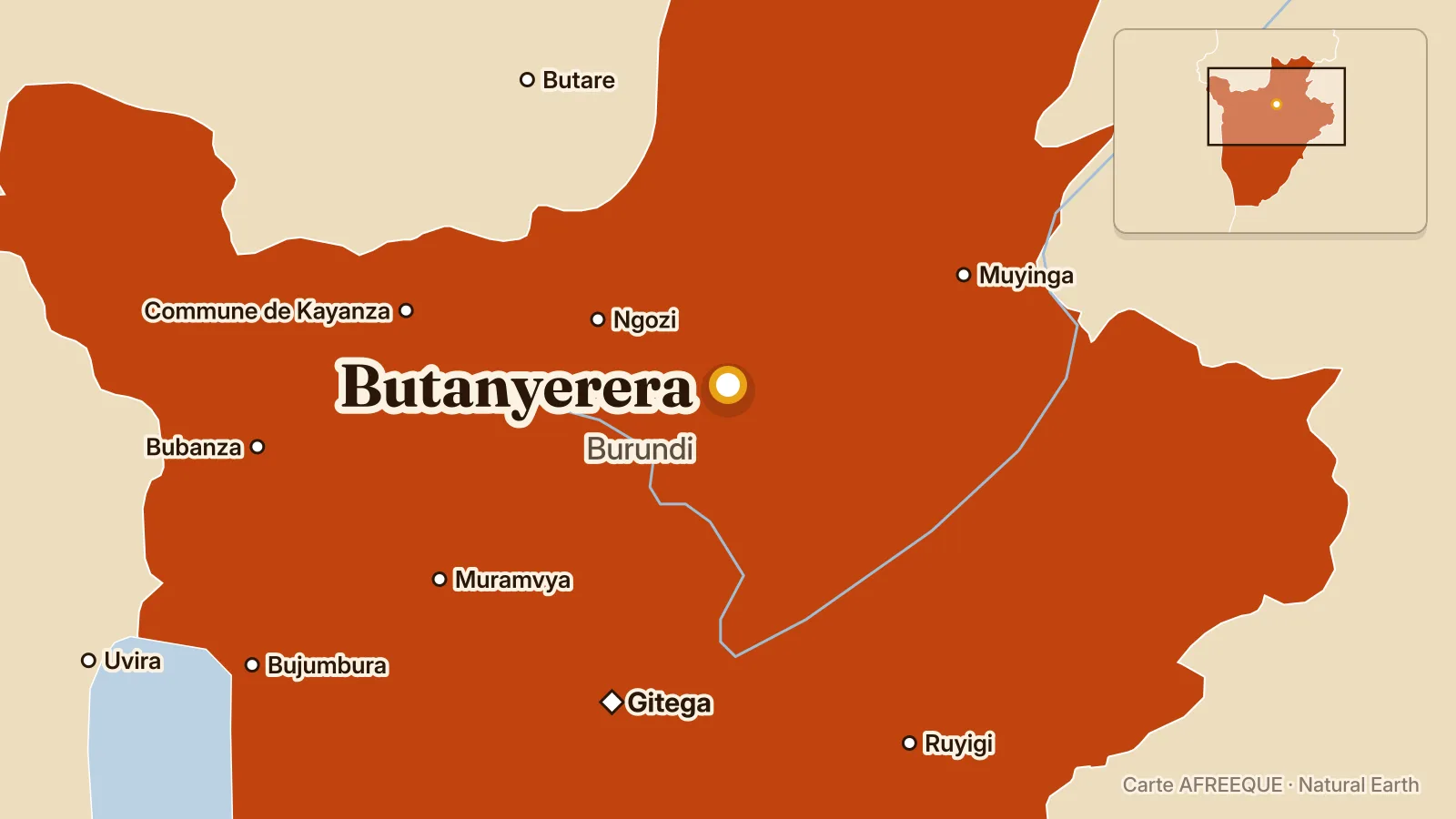 Carte : Butanyerera, Burundi