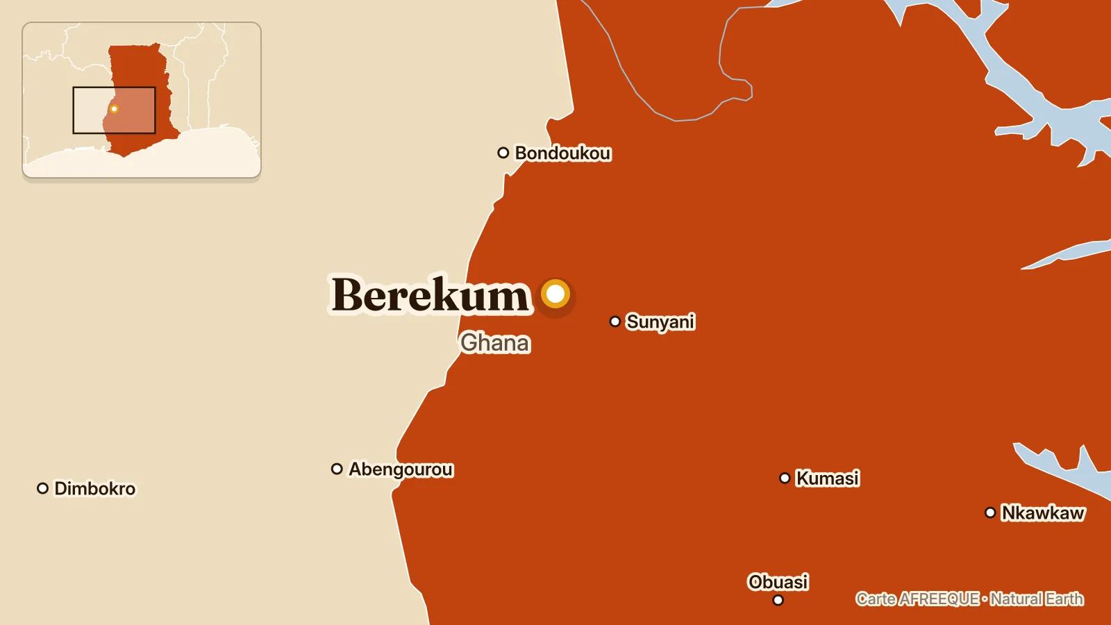 Map: Berekum, Ghana