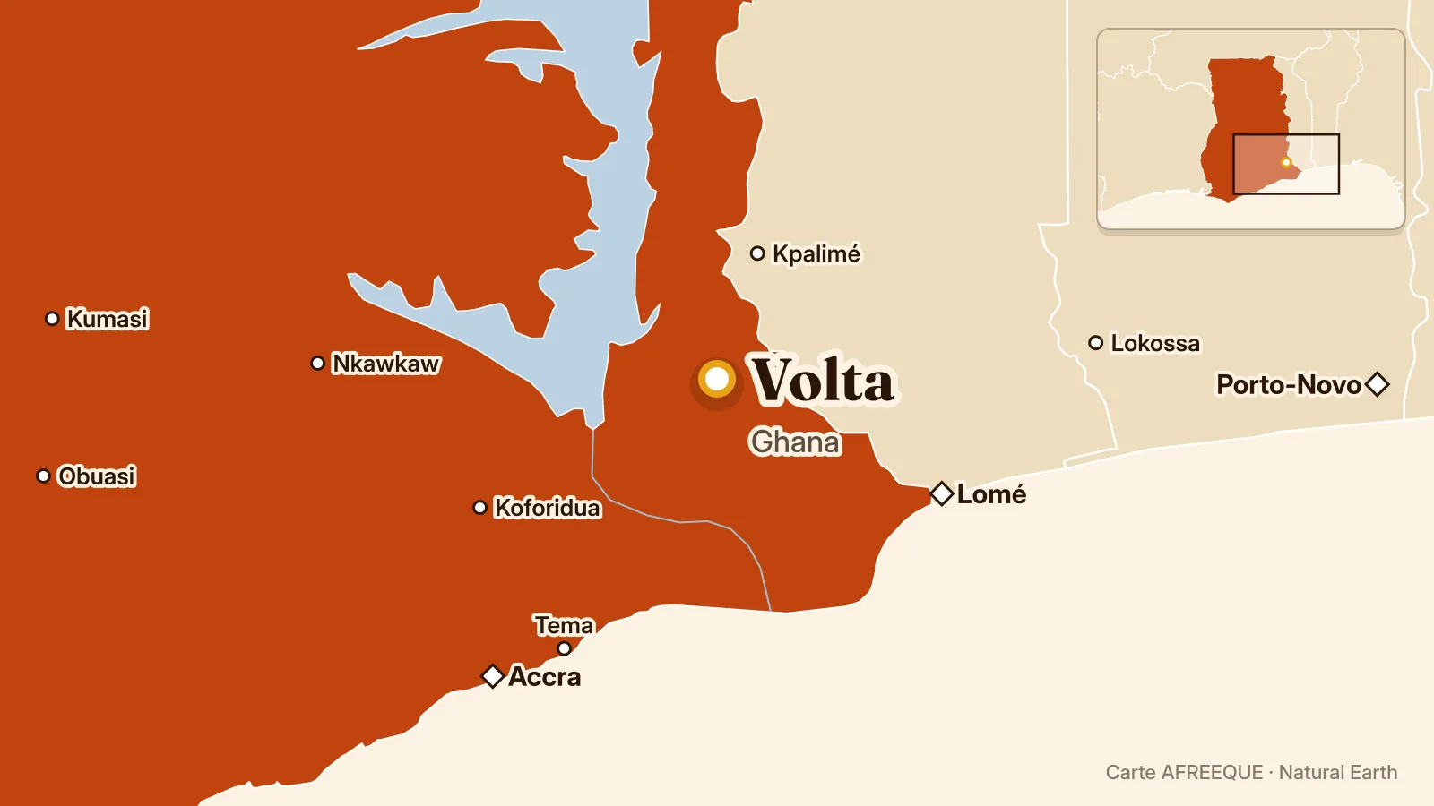 Carte : Volta, Ghana