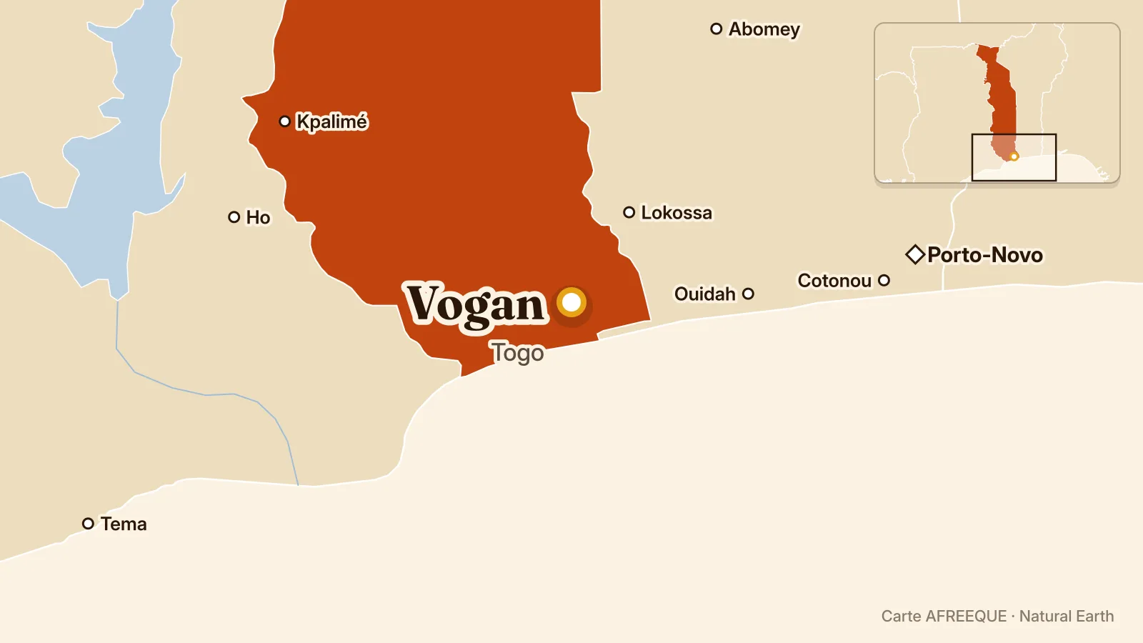 Carte : Vogan, Togo
