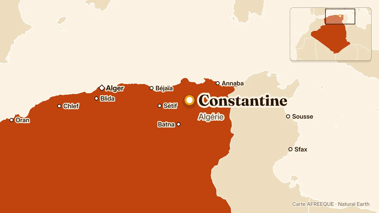 Carte : Constantine, Algérie