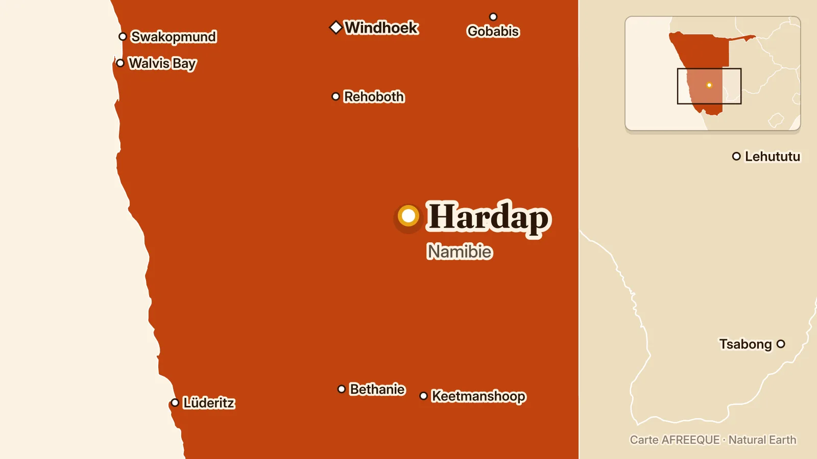 Carte : Hardap, Namibie