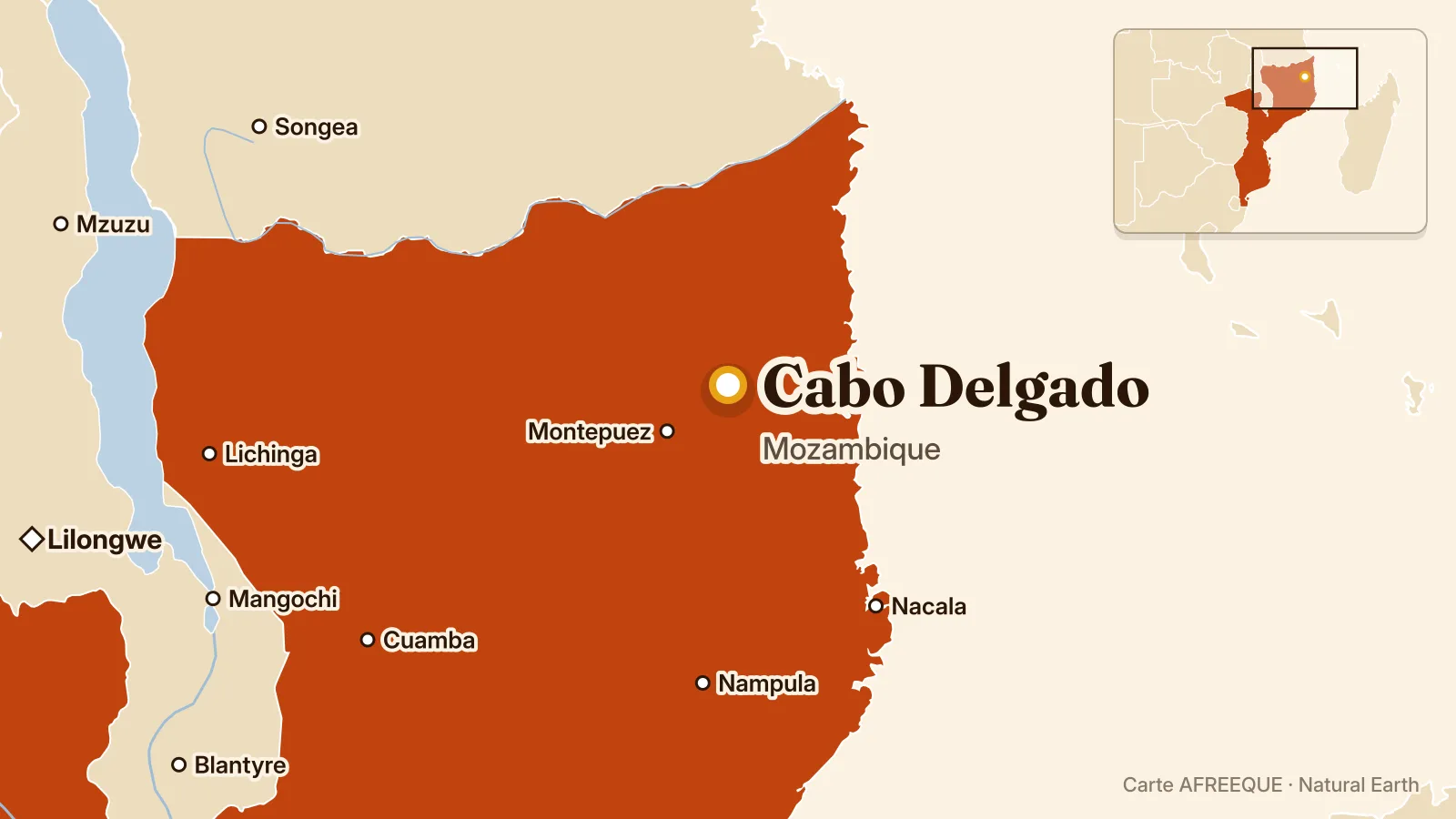 Carte : Cabo Delgado, Mozambique