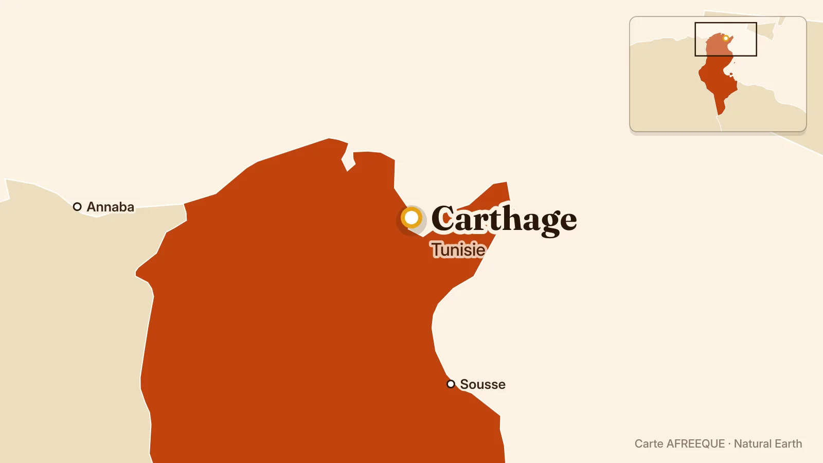 Carte : Carthage, Tunisie
