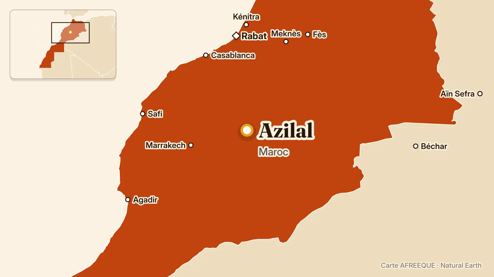 Carte : Azilal, Maroc