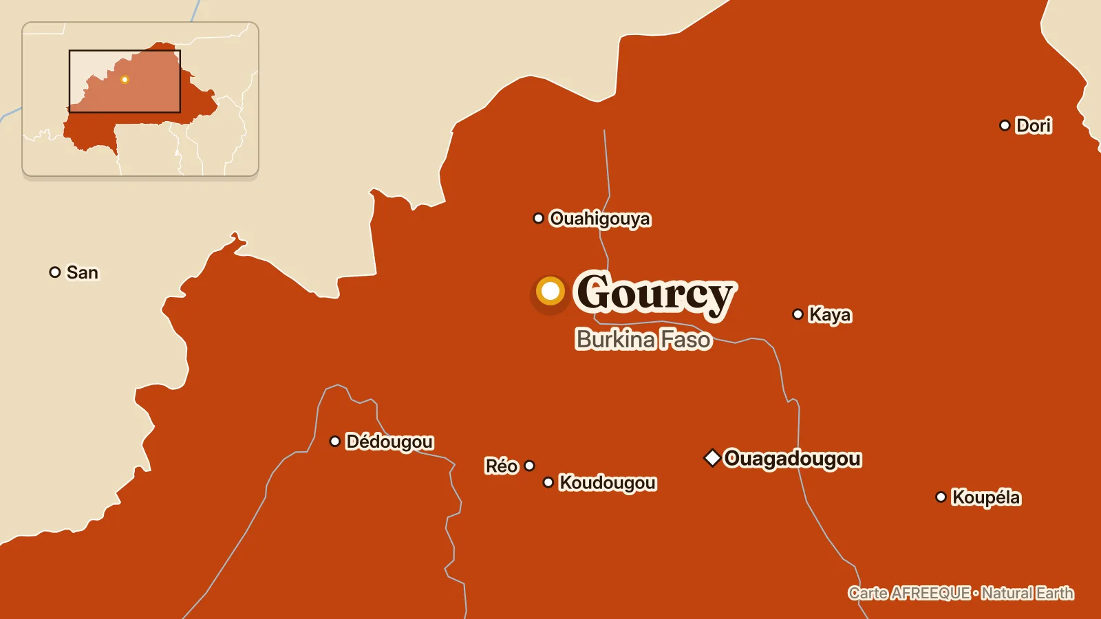 Carte : Gourcy, Burkina Faso