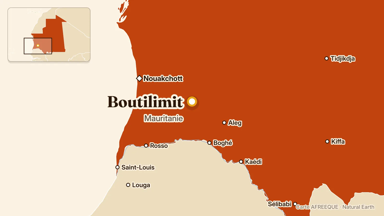 Carte : Boutilimit, Mauritanie