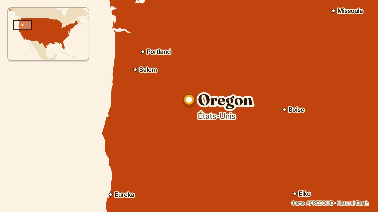 Carte : Oregon, États-Unis