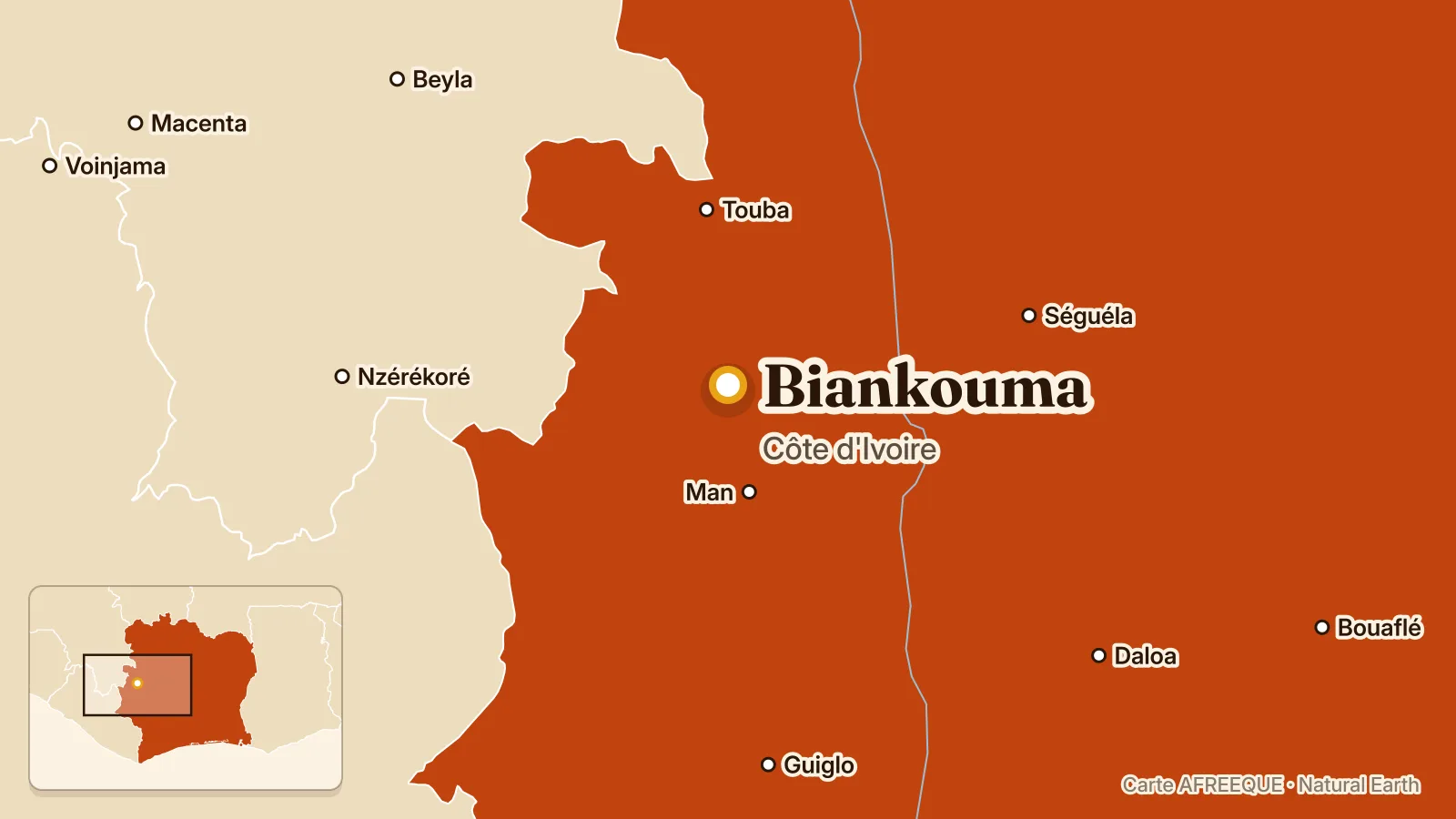 Carte : Biankouma, Côte d'Ivoire