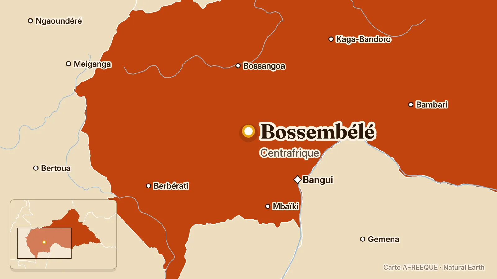 Carte : Bossembélé, Centrafrique