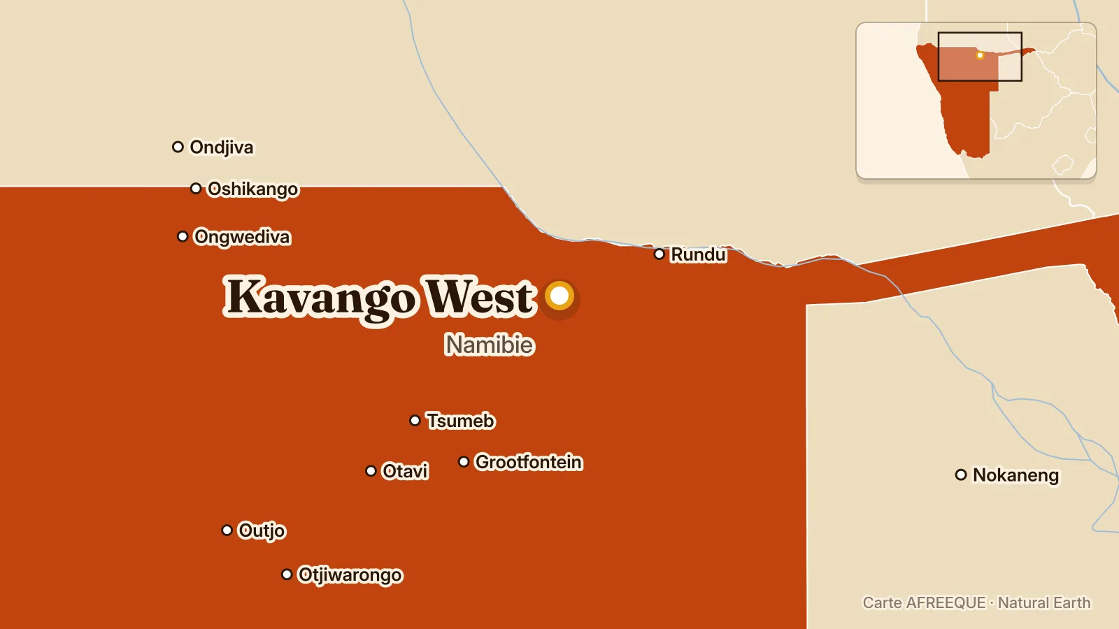 Carte : Kavango West, Namibie