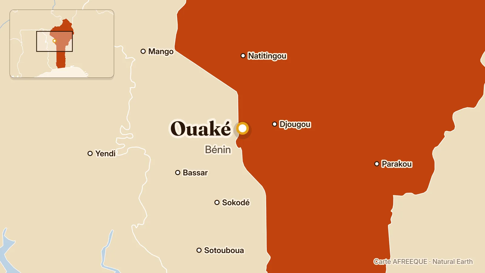 Carte : Ouaké, Bénin