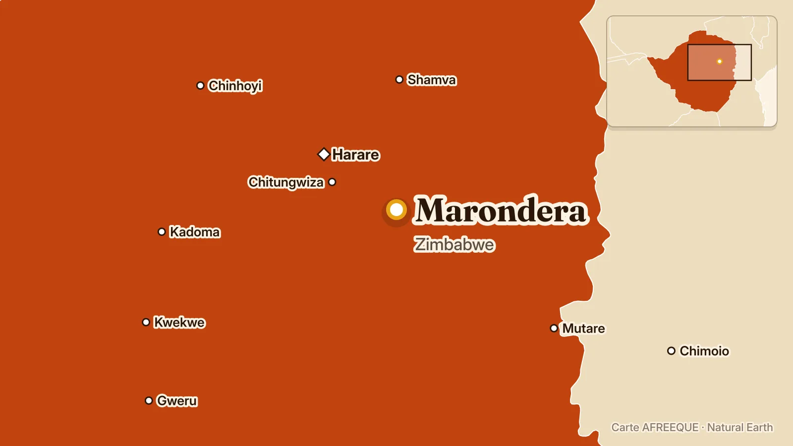 Carte : Marondera, Zimbabwe