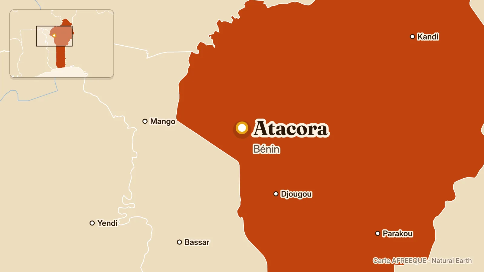 Carte : Atacora, Bénin