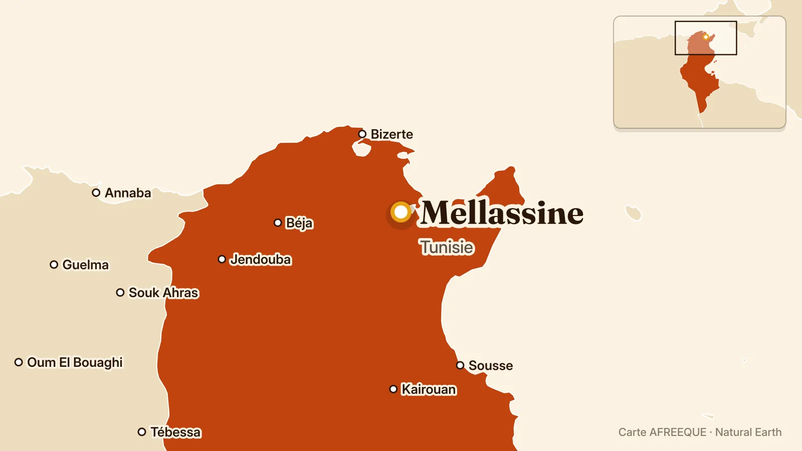 Carte : Mellassine, Tunisie