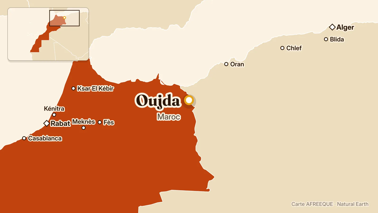Carte : Oujda, Maroc