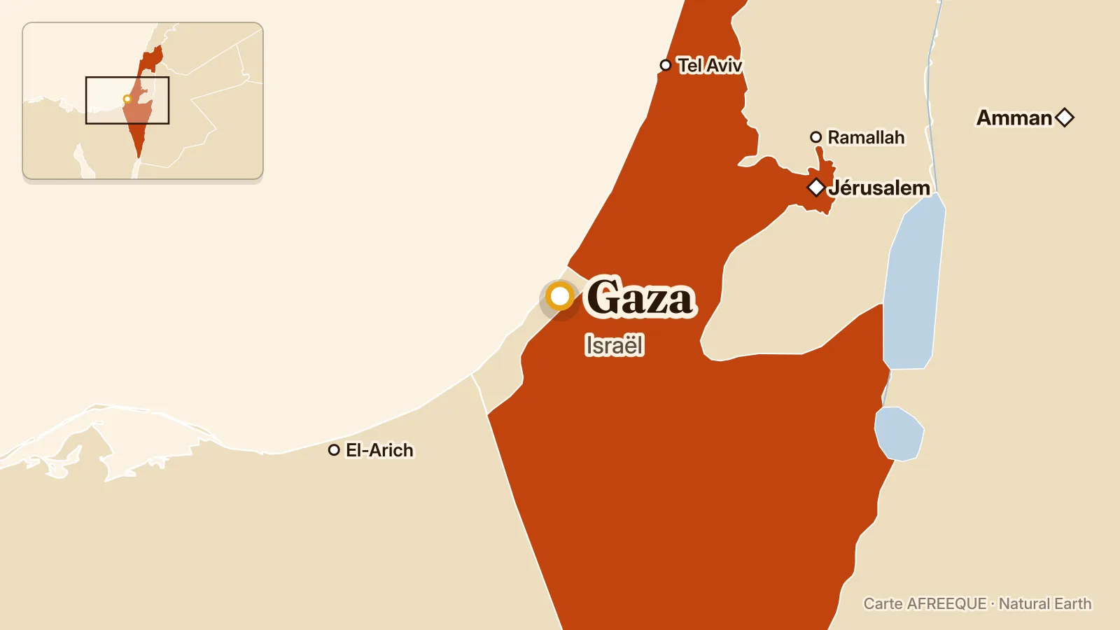Carte : Gaza, Israël