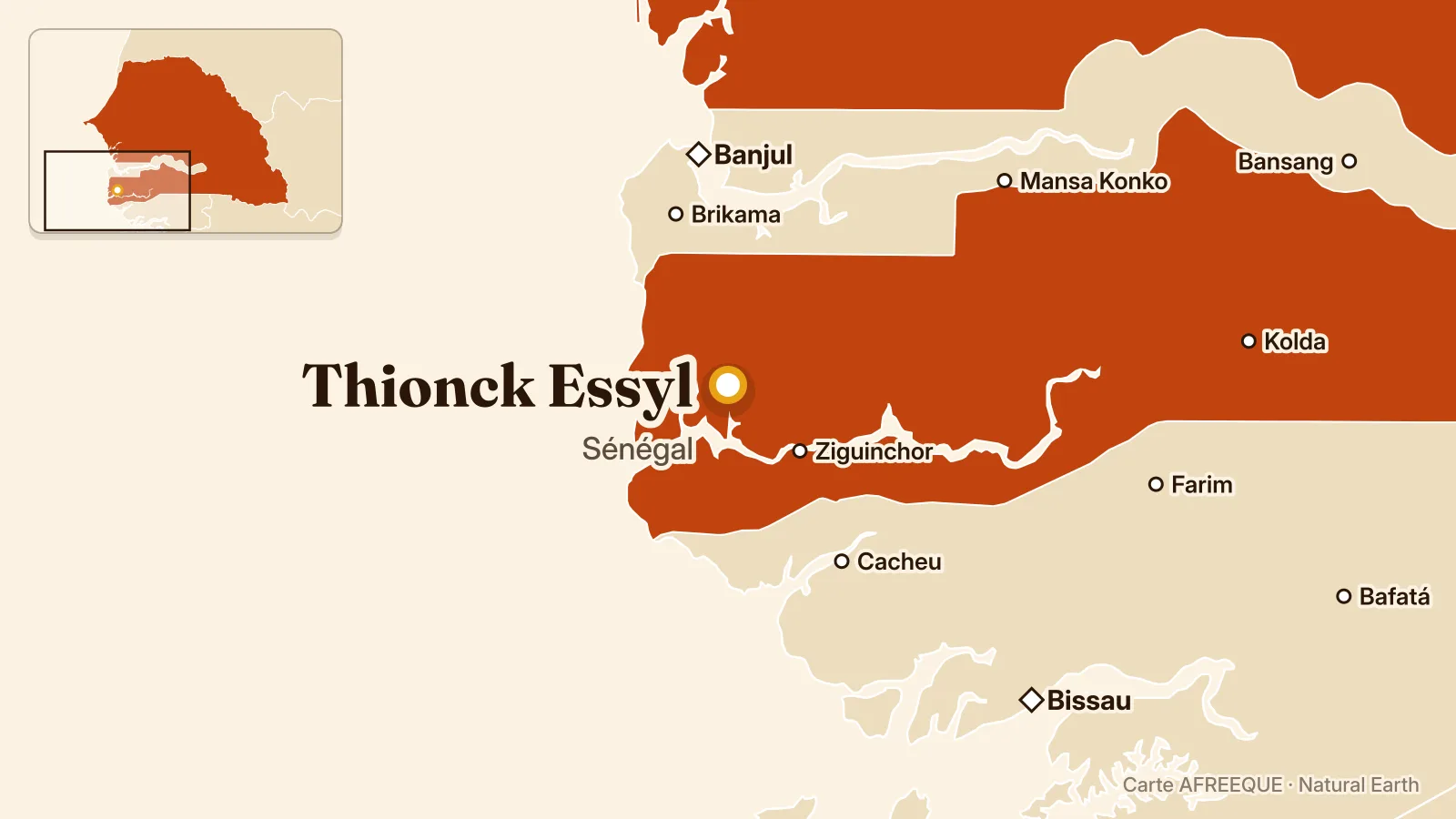 Carte : Thionck Essyl, Sénégal