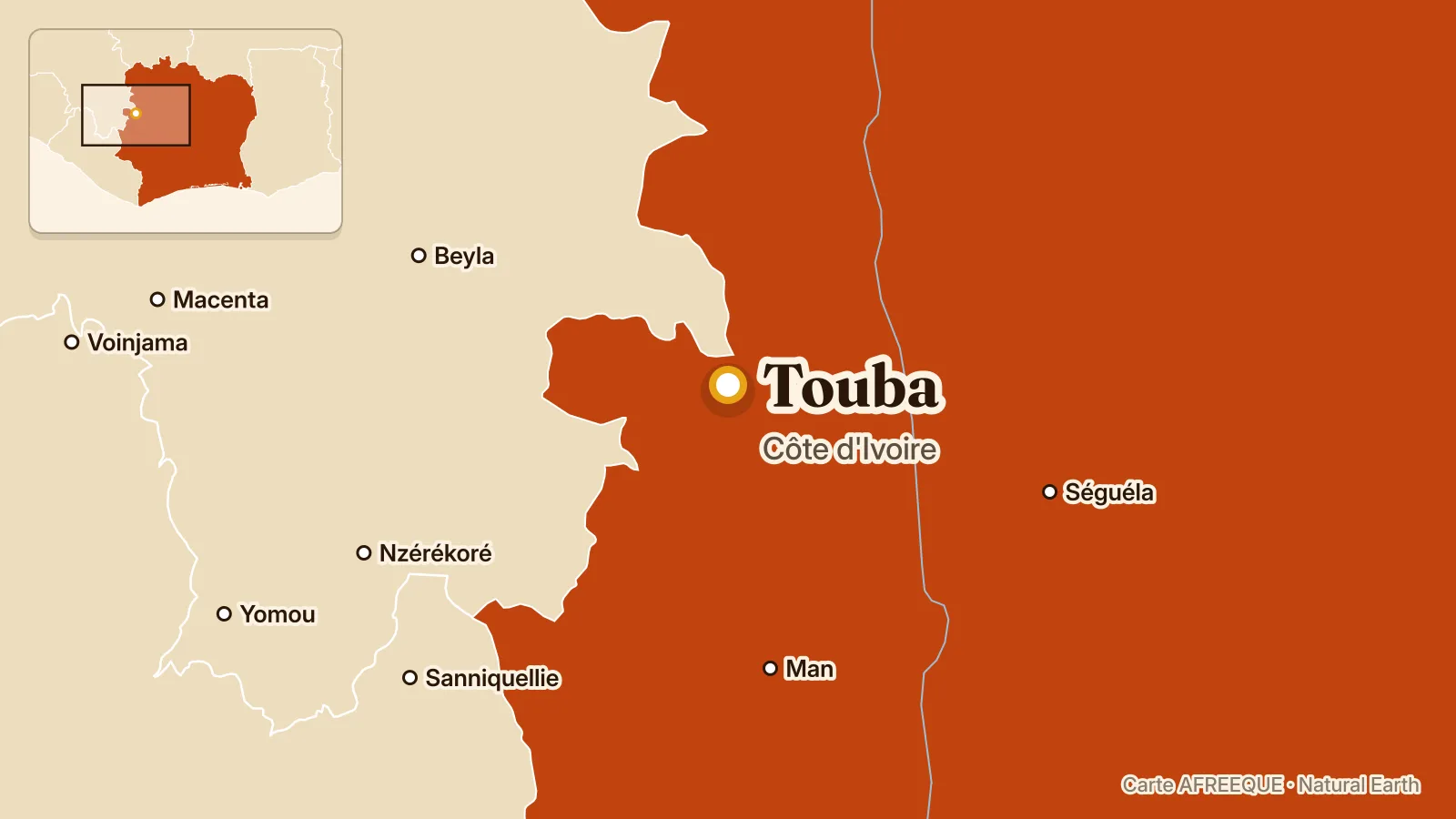 Carte : Touba, Côte d'Ivoire