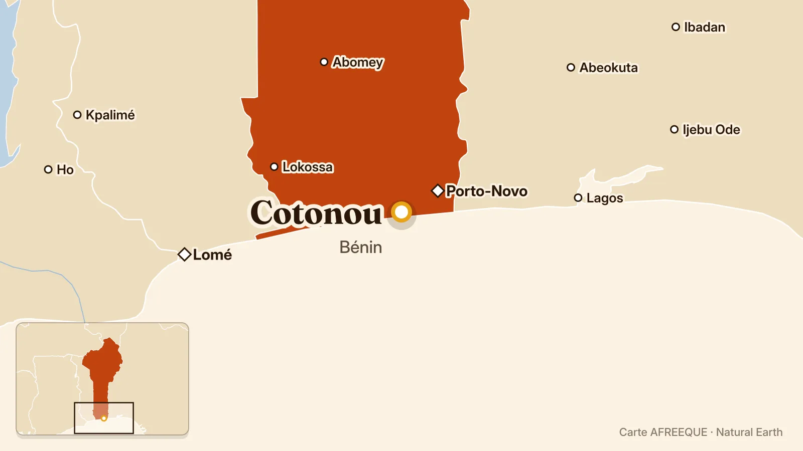 Carte : Cotonou, Bénin