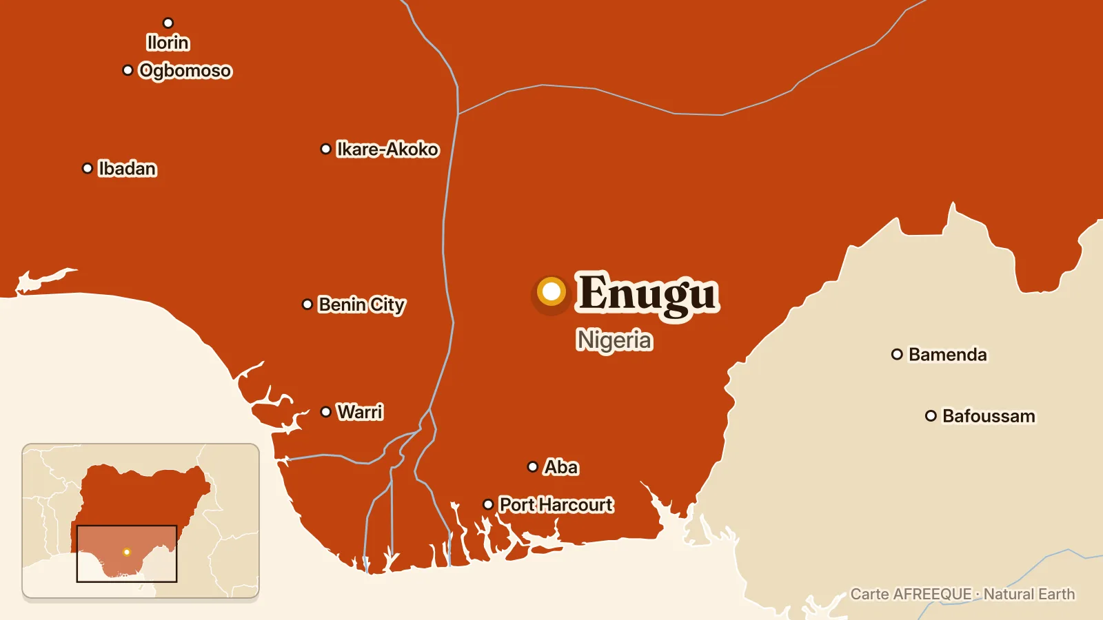 Carte : Enugu, Nigeria