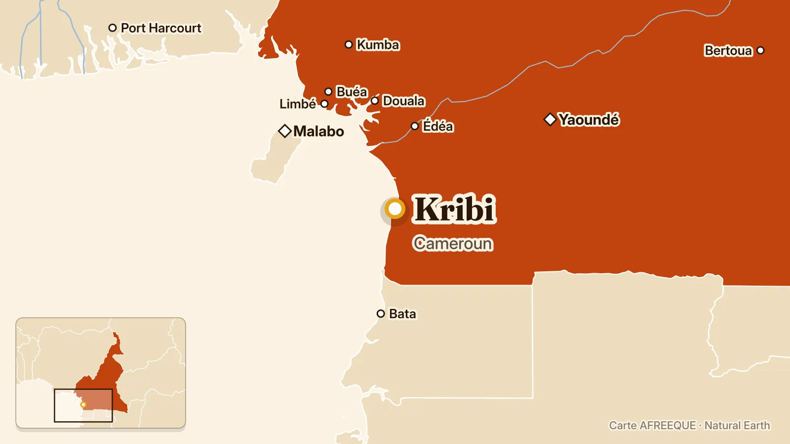 Carte : Kribi, Cameroun
