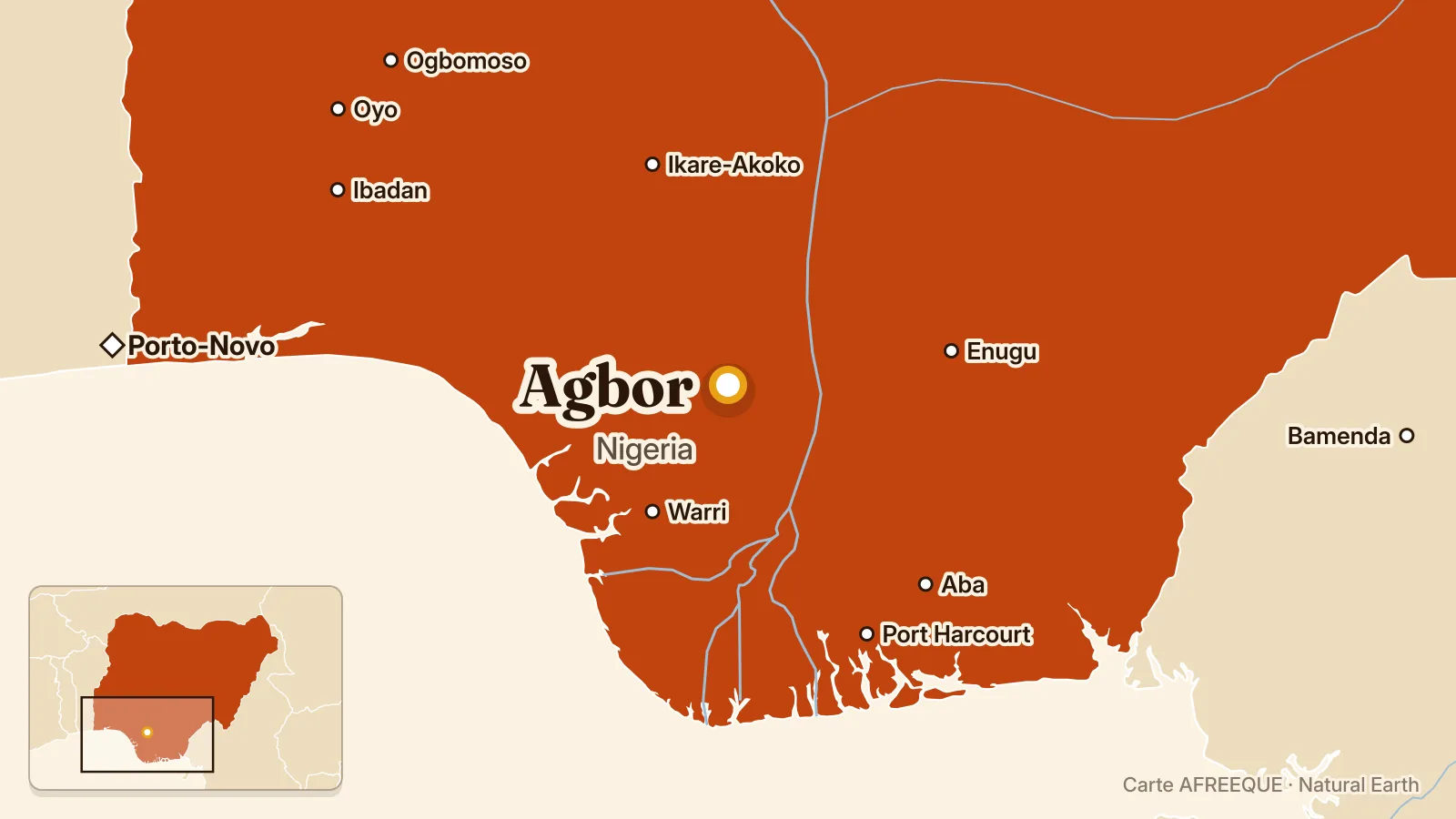 Carte : Agbor, Nigeria