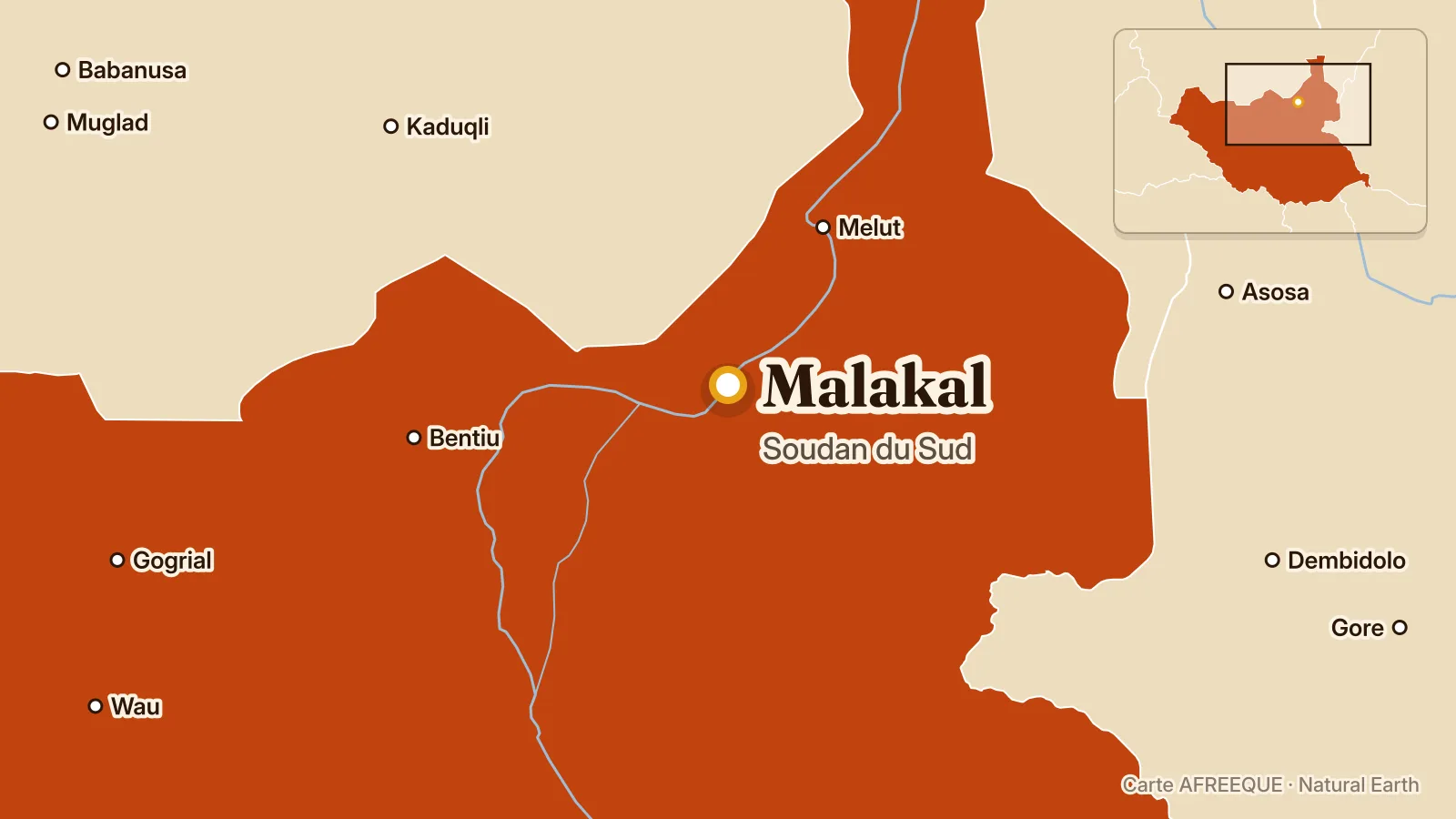 Carte : Malakal, Soudan du Sud