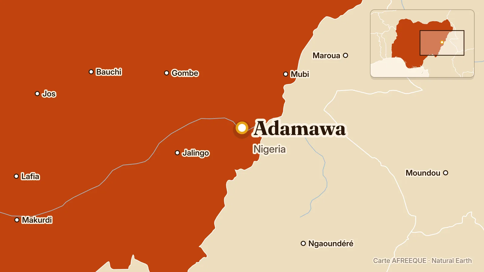 Carte : Adamawa, Nigeria