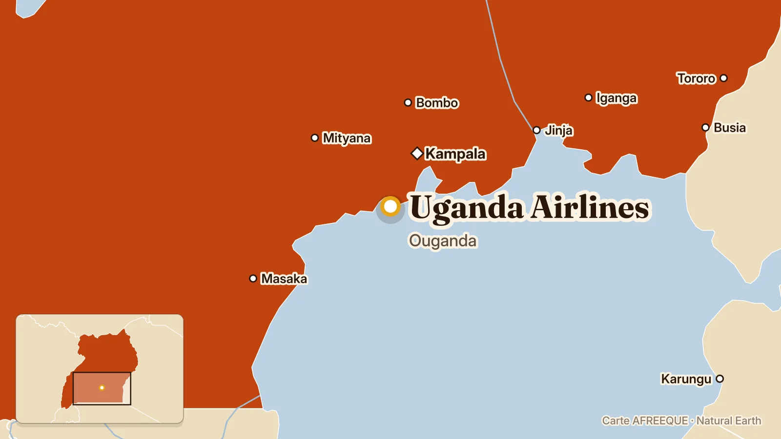 Carte : Uganda Airlines, Ouganda