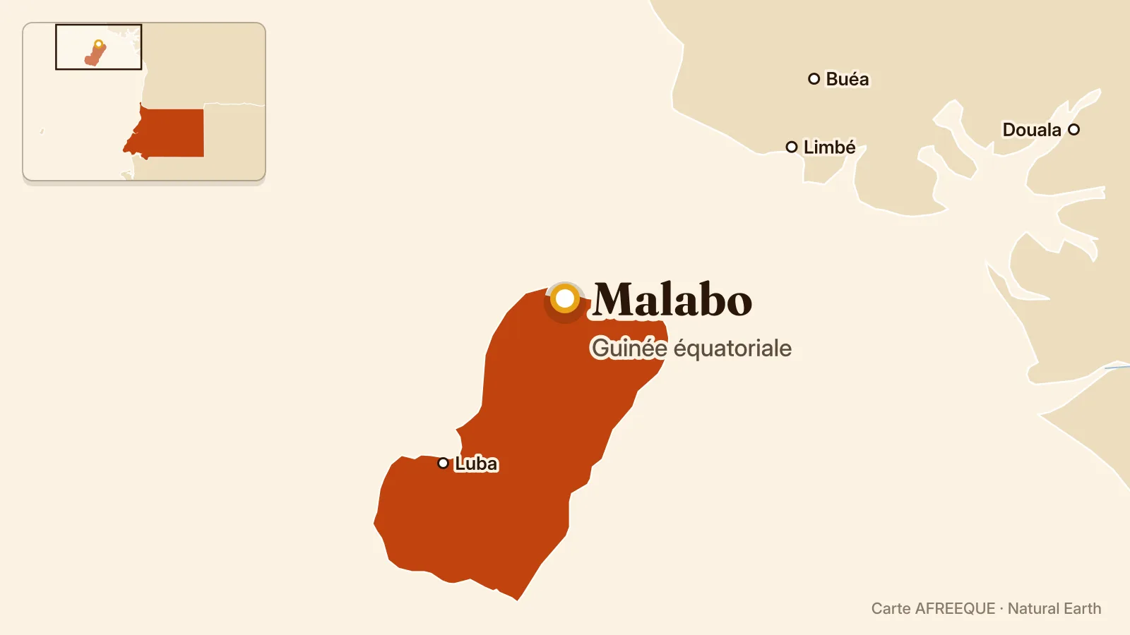 Carte : Malabo, Guinée équatoriale