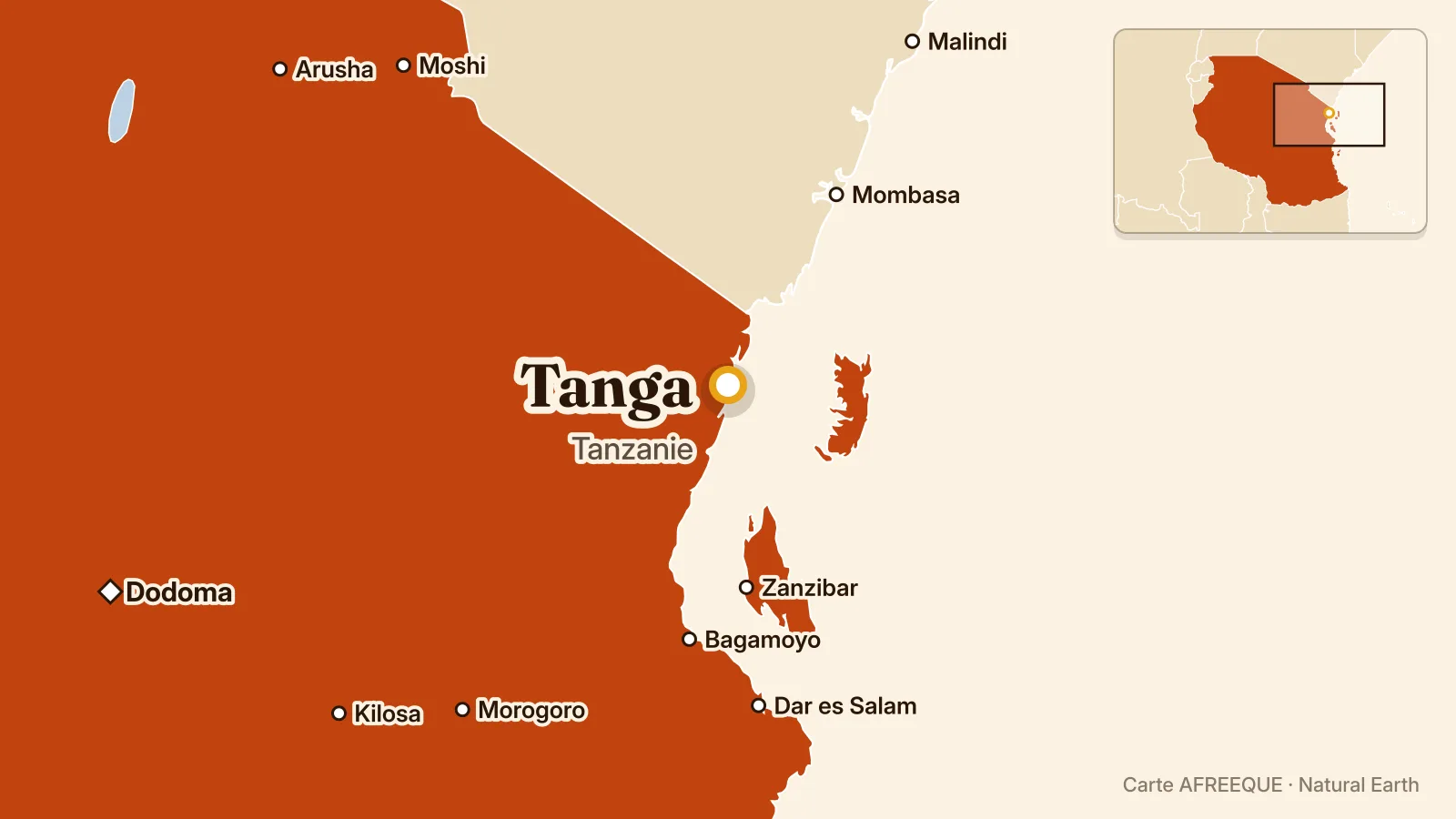 Carte : Tanga, Tanzanie
