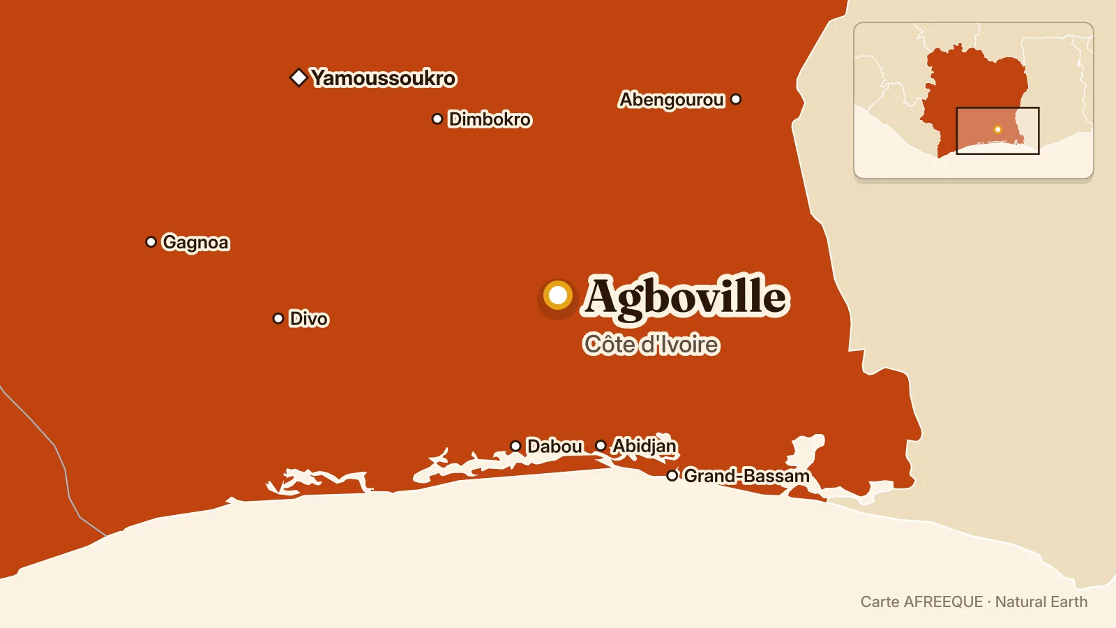 Carte : Agboville, Côte d'Ivoire