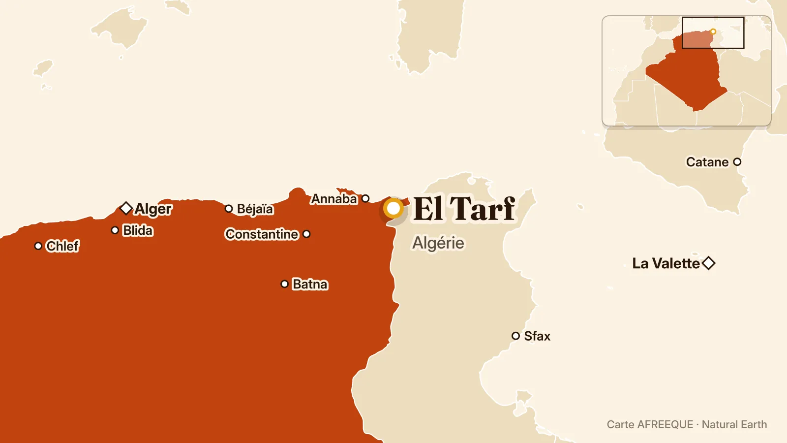Carte : El Tarf, Algérie