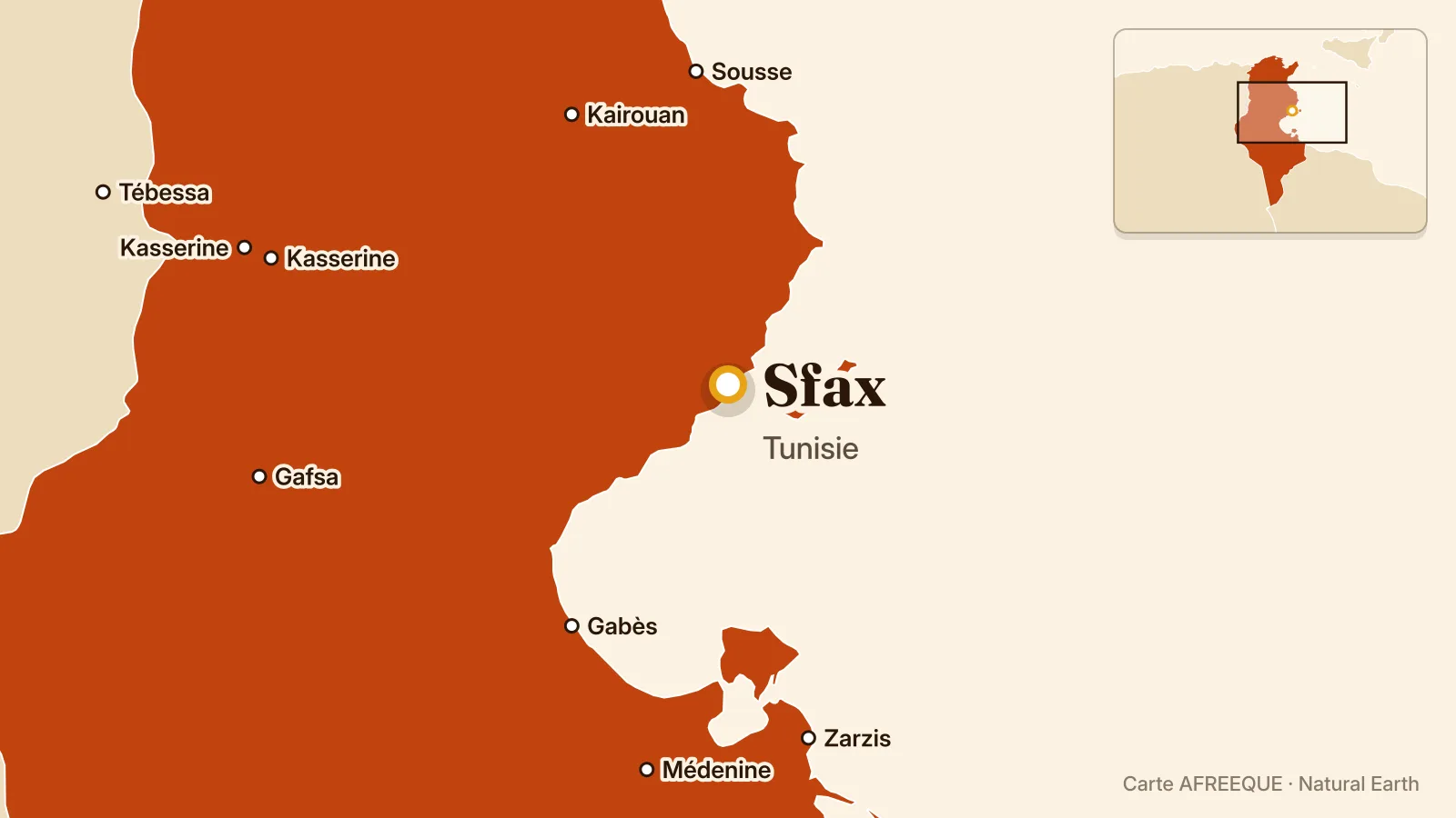Carte : Sfax, Tunisie