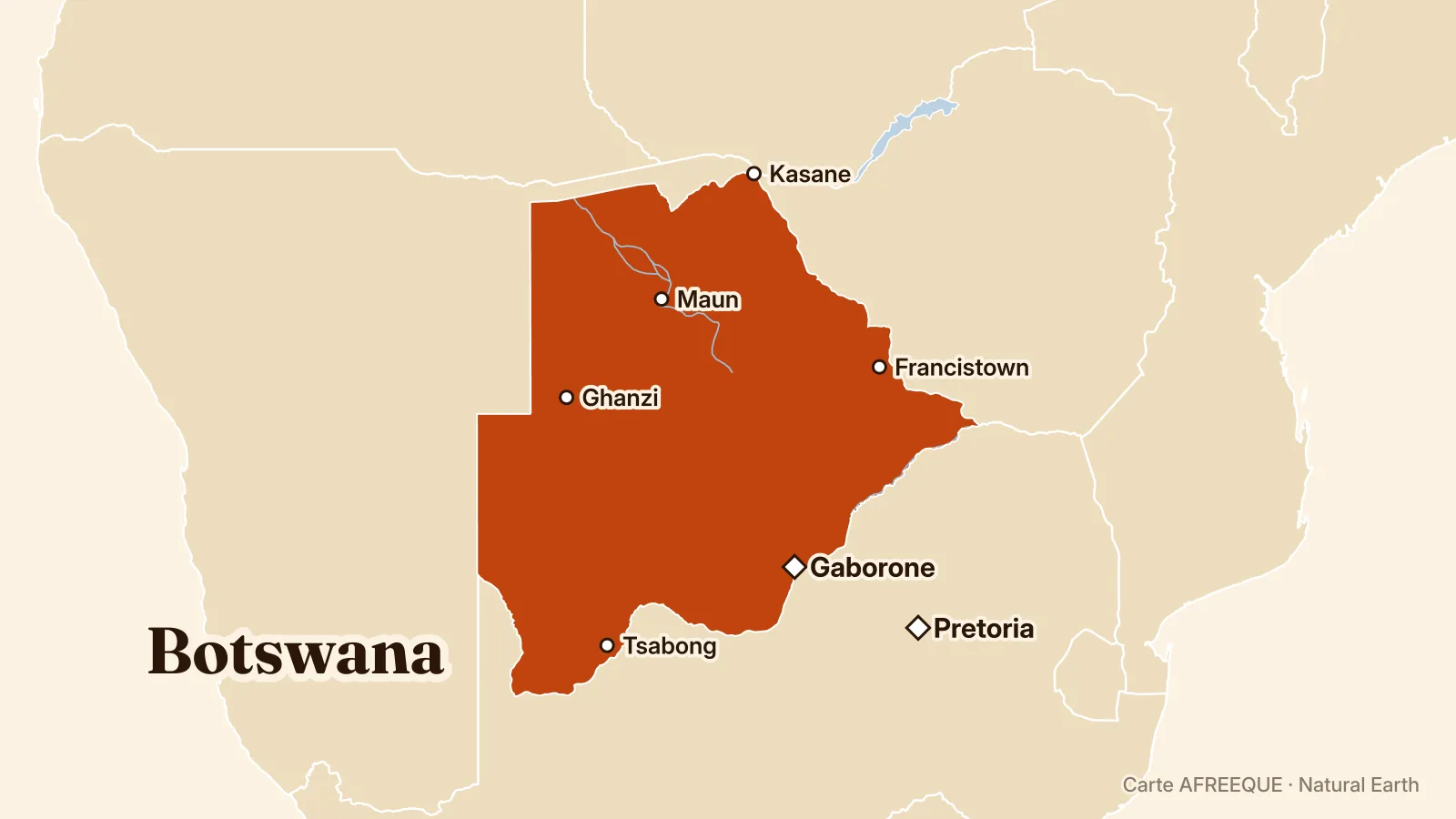 Carte : Botswana