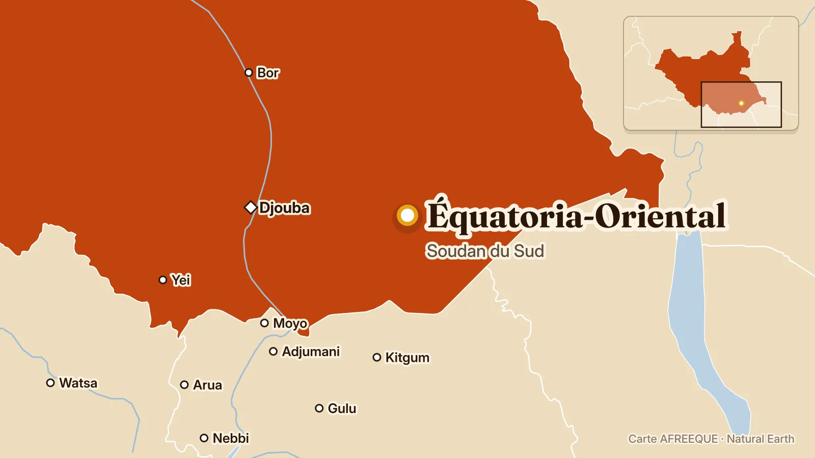 Carte : Équatoria-Oriental, Soudan du Sud