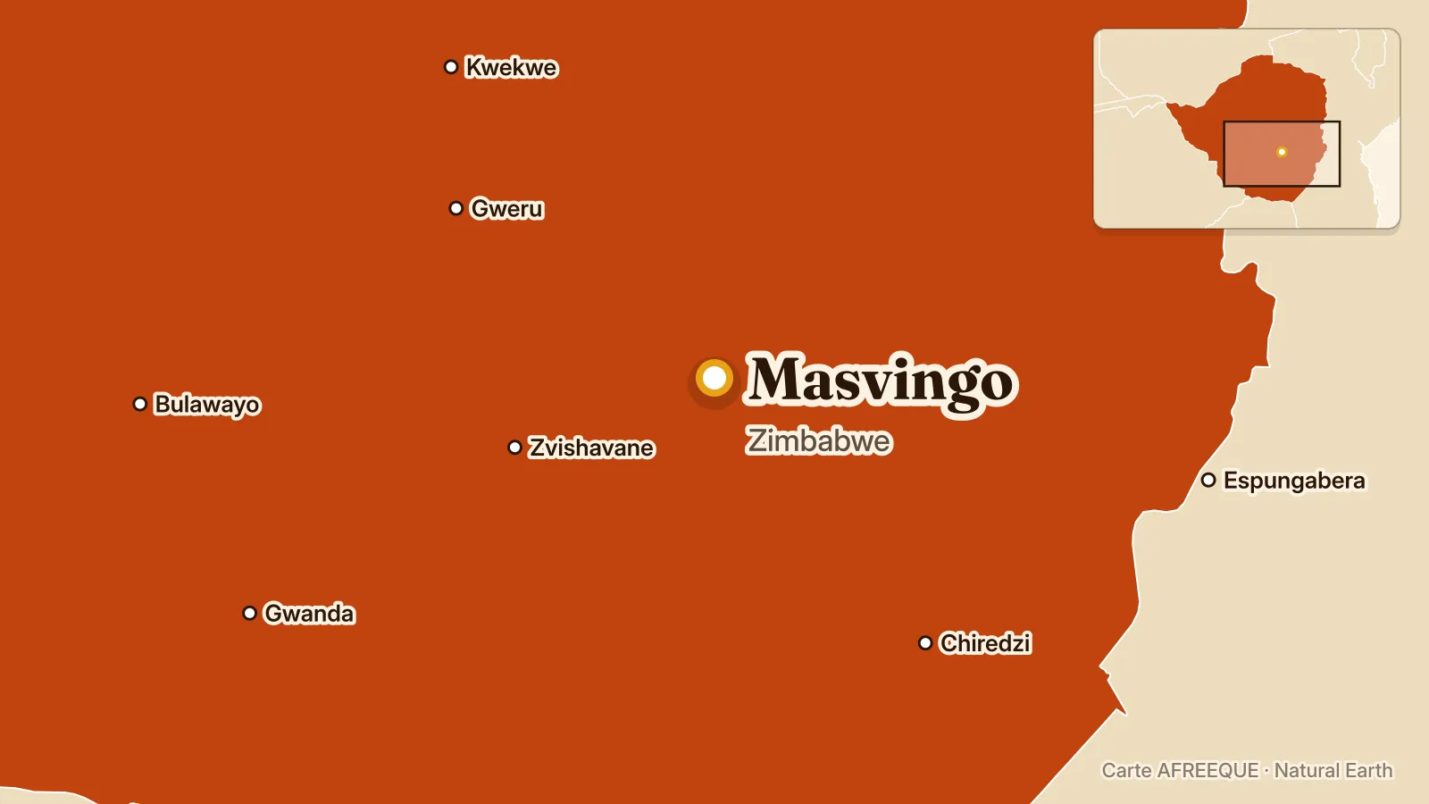 Carte : Masvingo, Zimbabwe