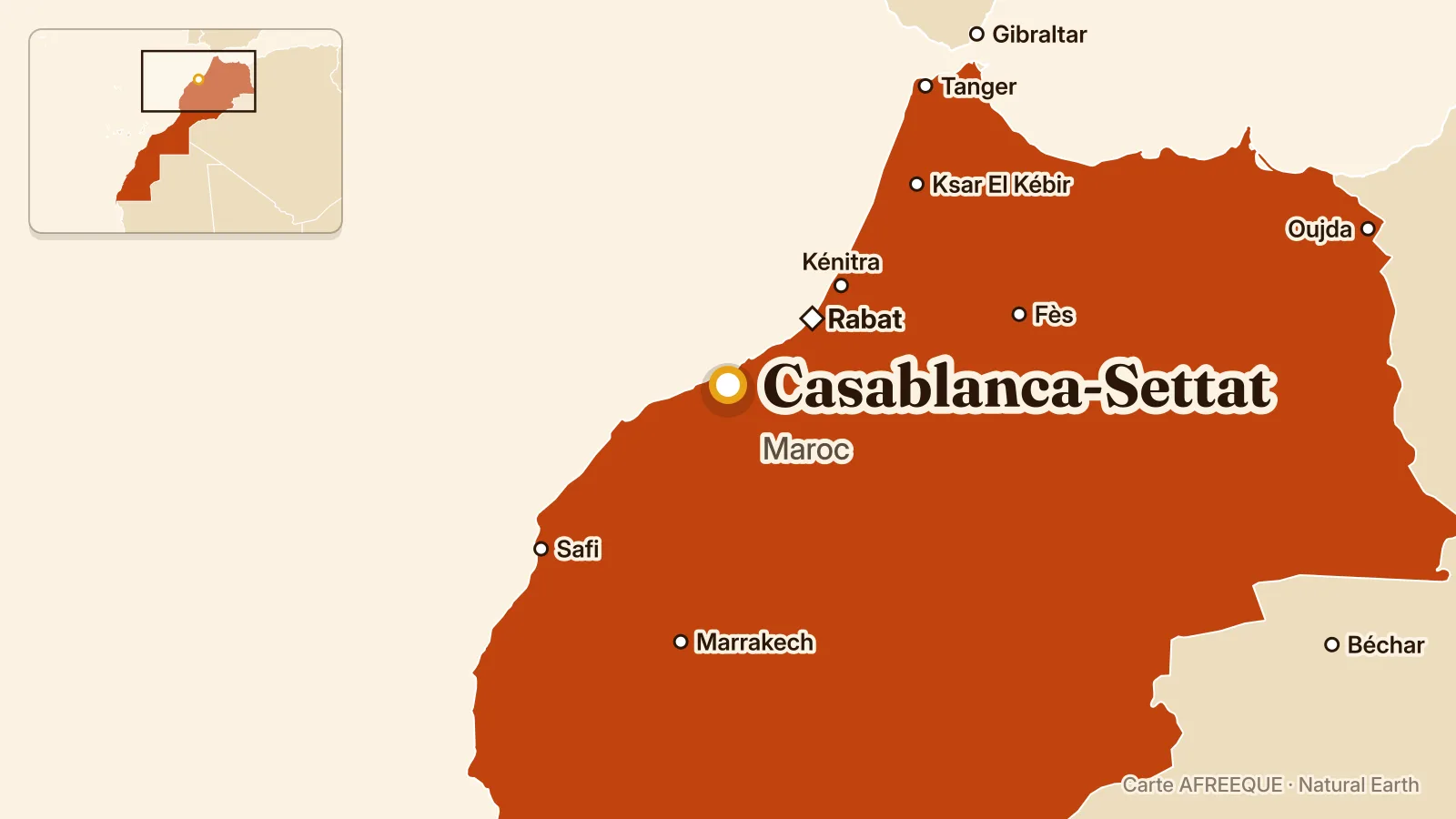 Carte : Casablanca-Settat, Maroc