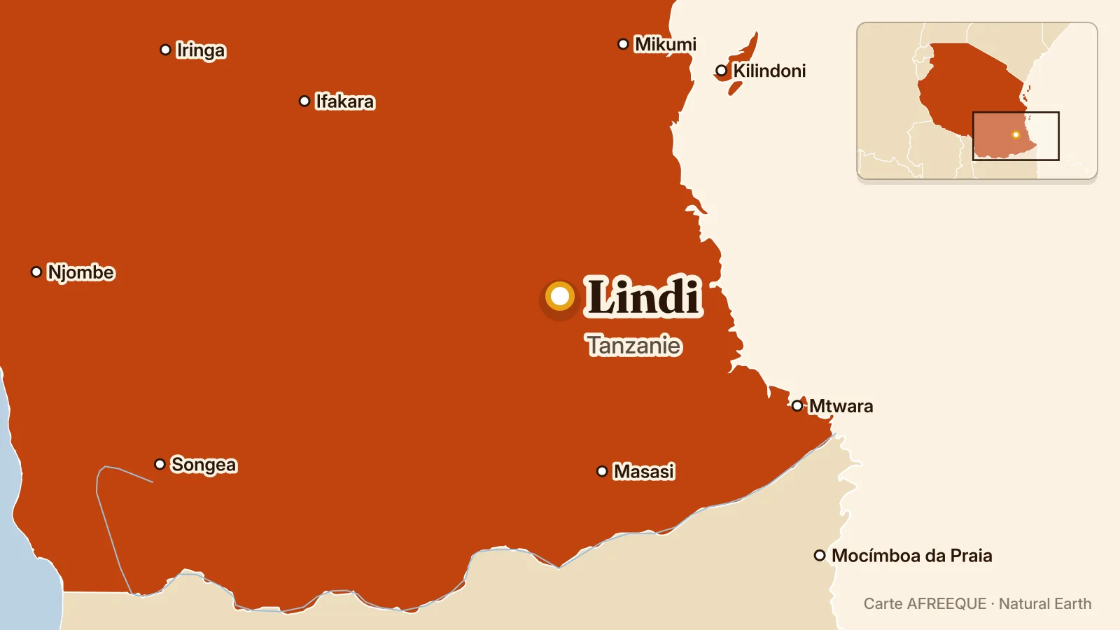 Carte : Lindi, Tanzanie