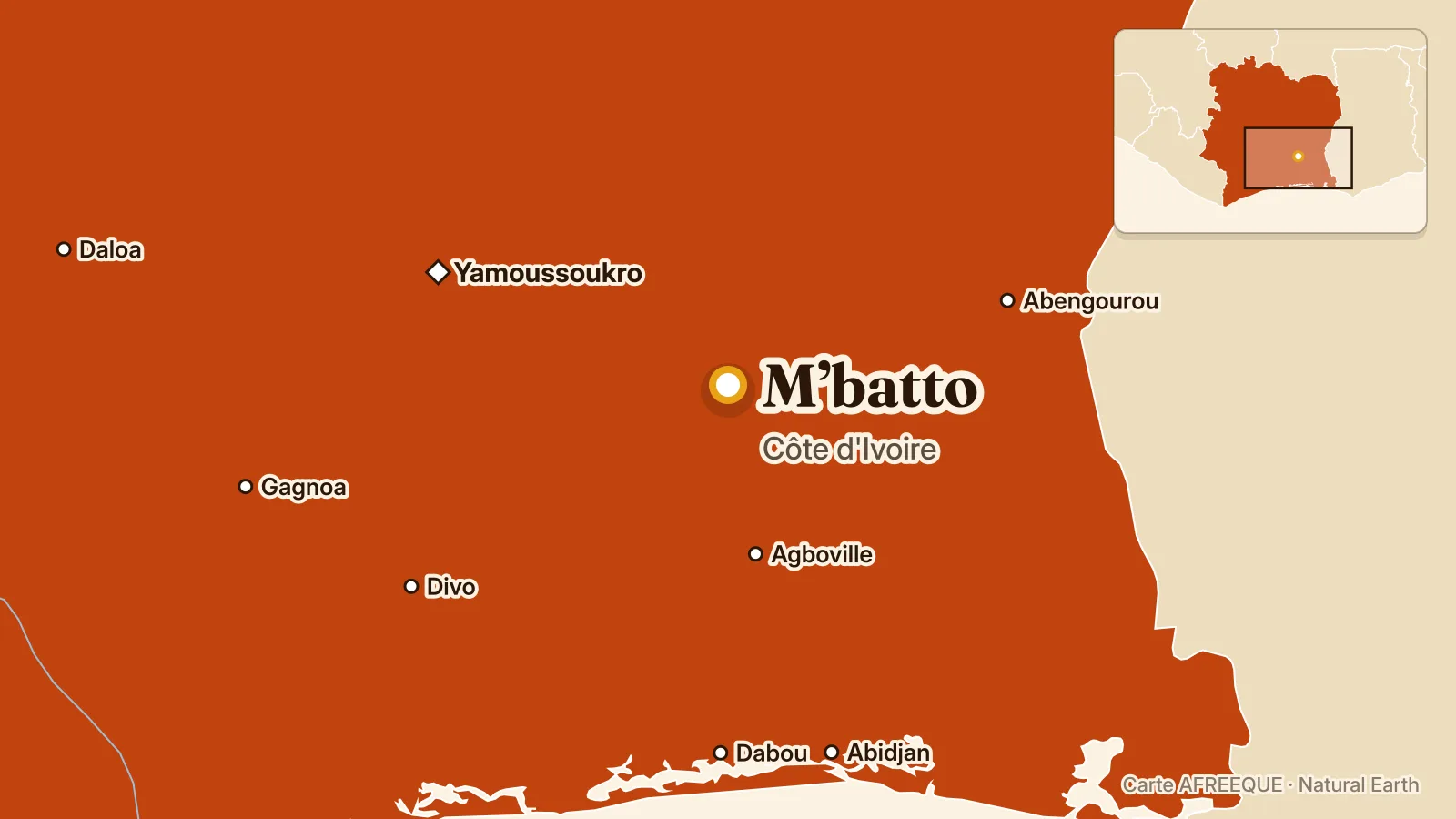 Carte : M’batto, Côte d'Ivoire