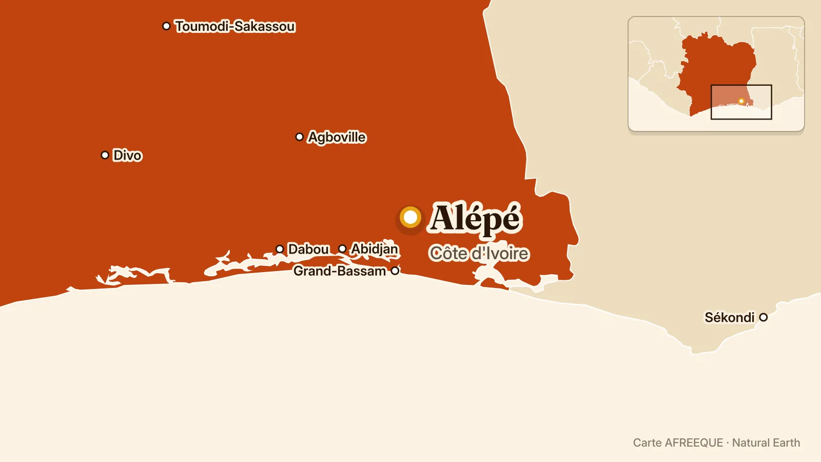 Carte : Alépé, Côte d'Ivoire