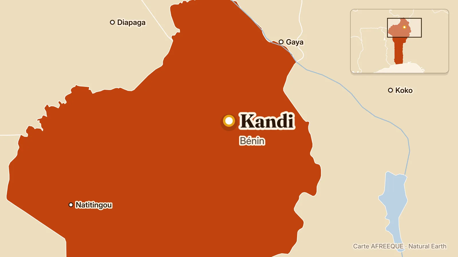 Carte : Kandi, Bénin