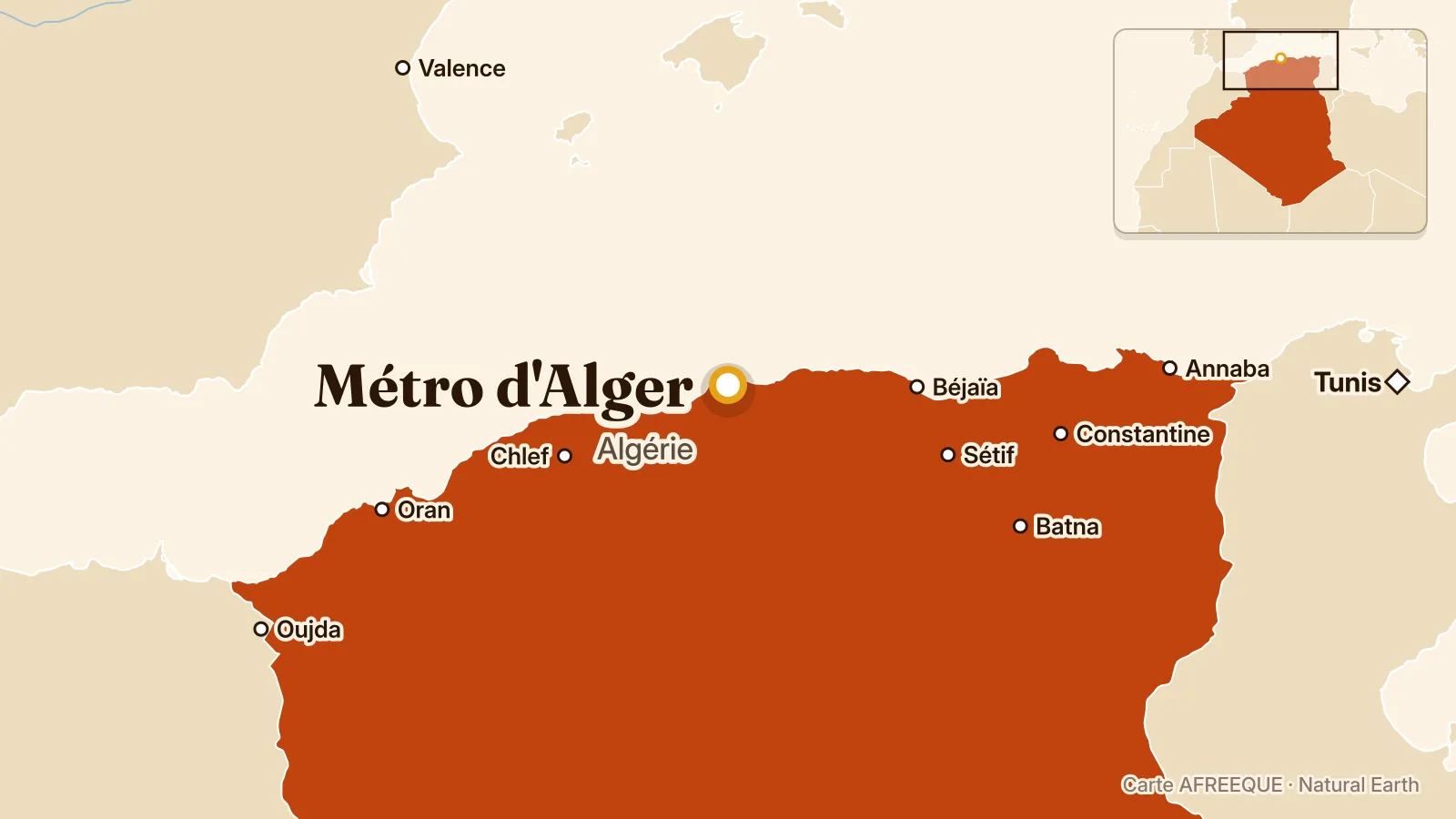 Carte : Métro d'Alger, Algérie