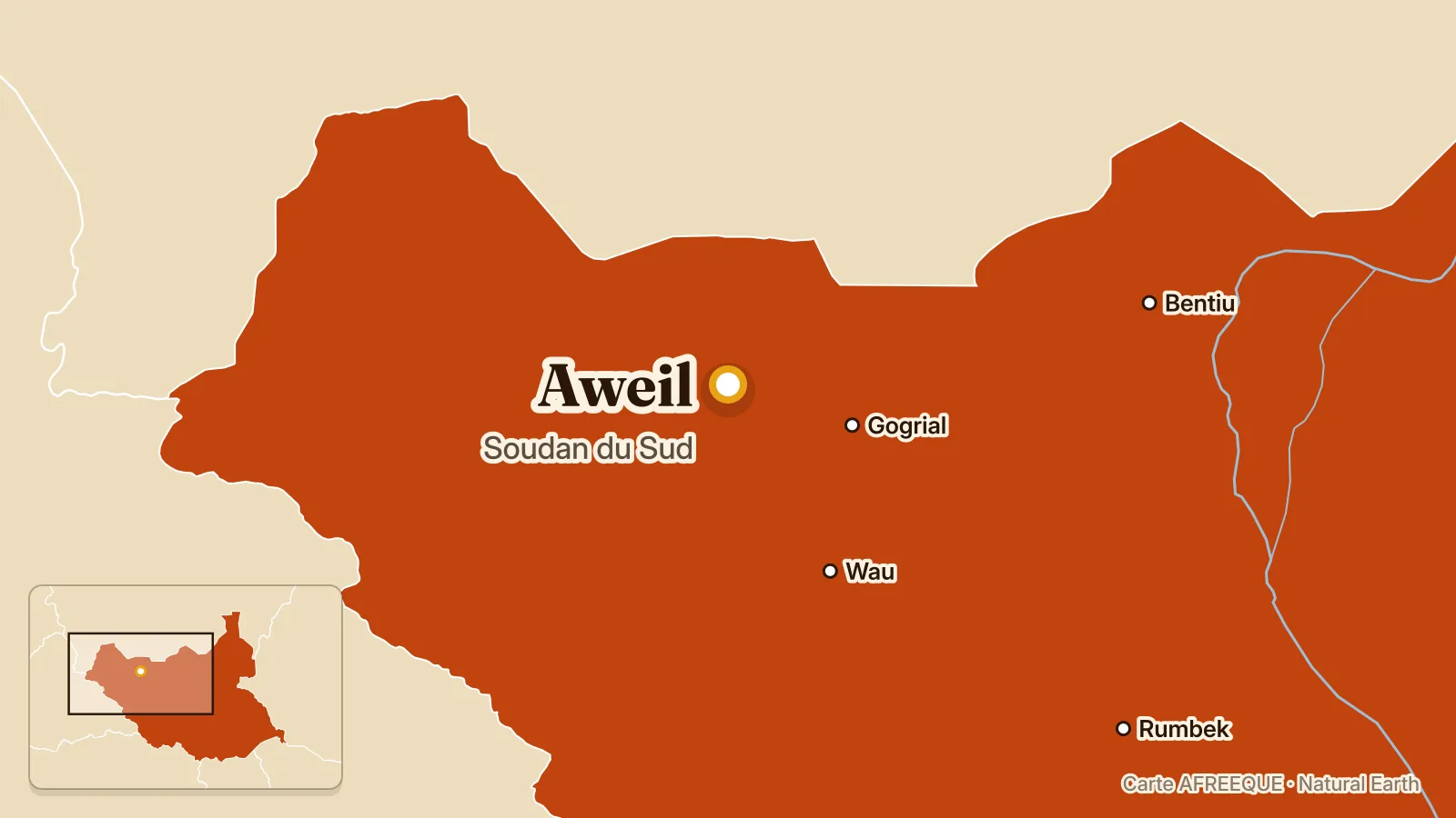 Carte : Aweil, Soudan du Sud