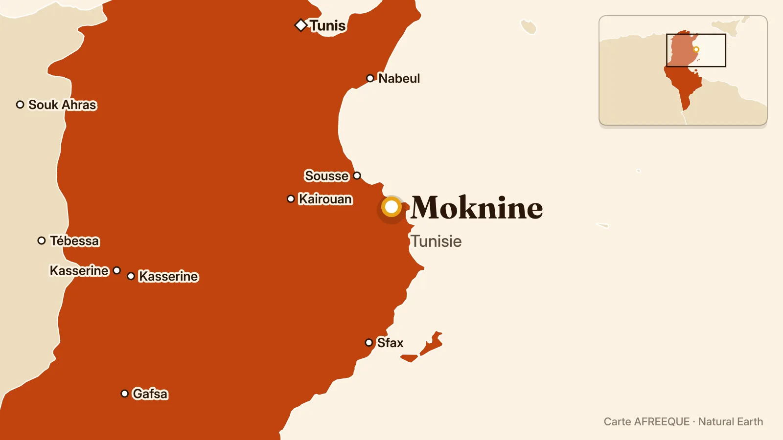 Carte : Moknine, Tunisie