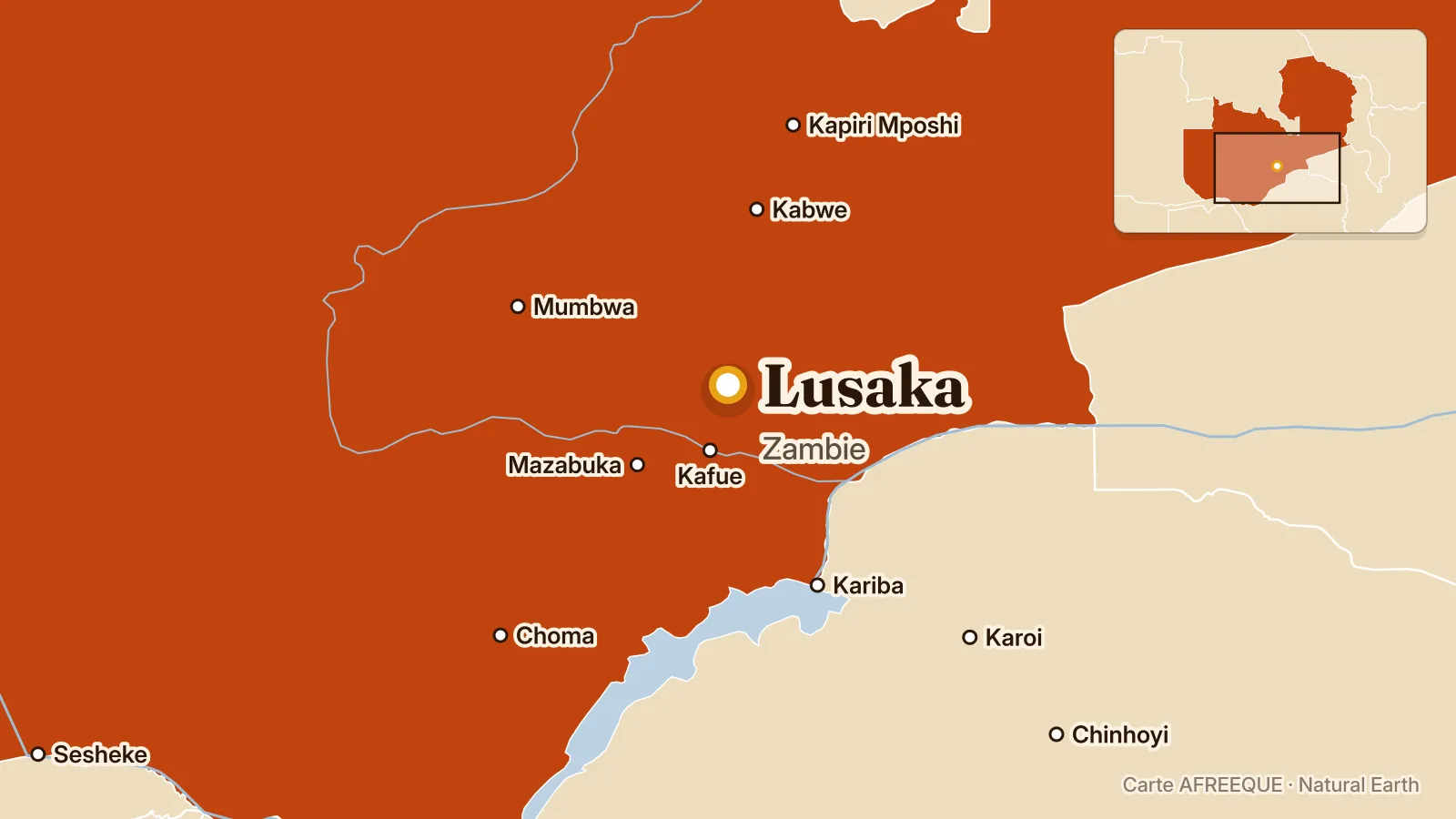 Carte : Lusaka, Zambie